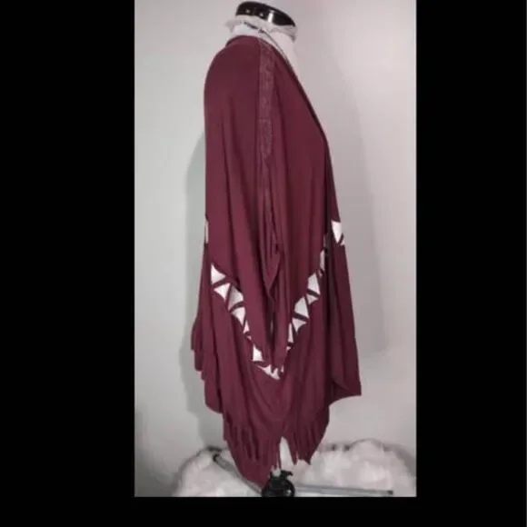 L/XL POL Short Sleeve Cardigan Blouse frill pit-pit=40” length=25” C3394 - Picture 4 of 6